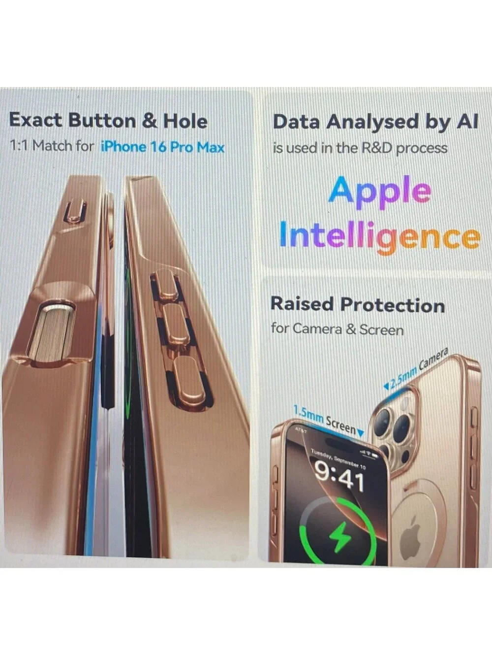 Casekoo Case for iPhone 16 Pro Max Gold